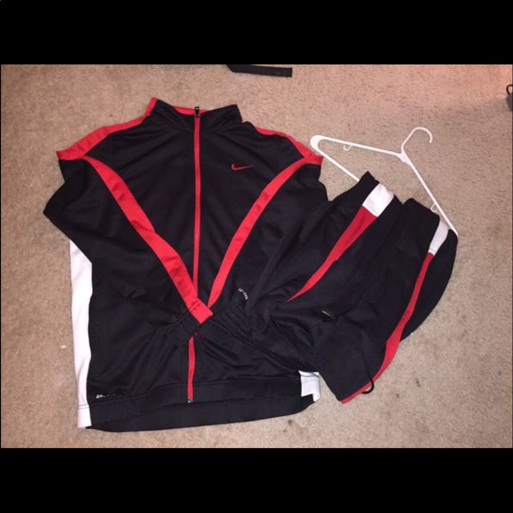 Black/Red/White Nike Dri-fit Men’s track suit